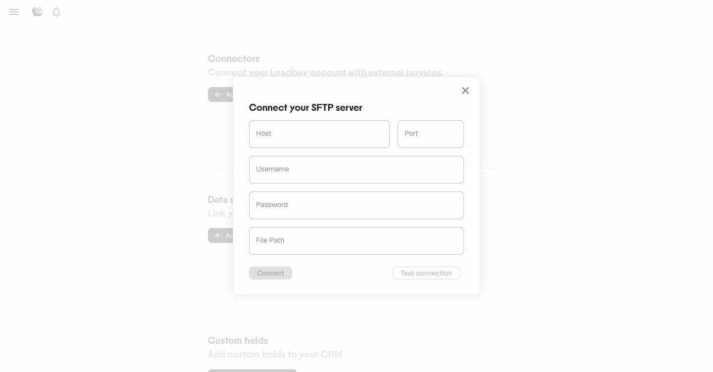 SFTP connector form