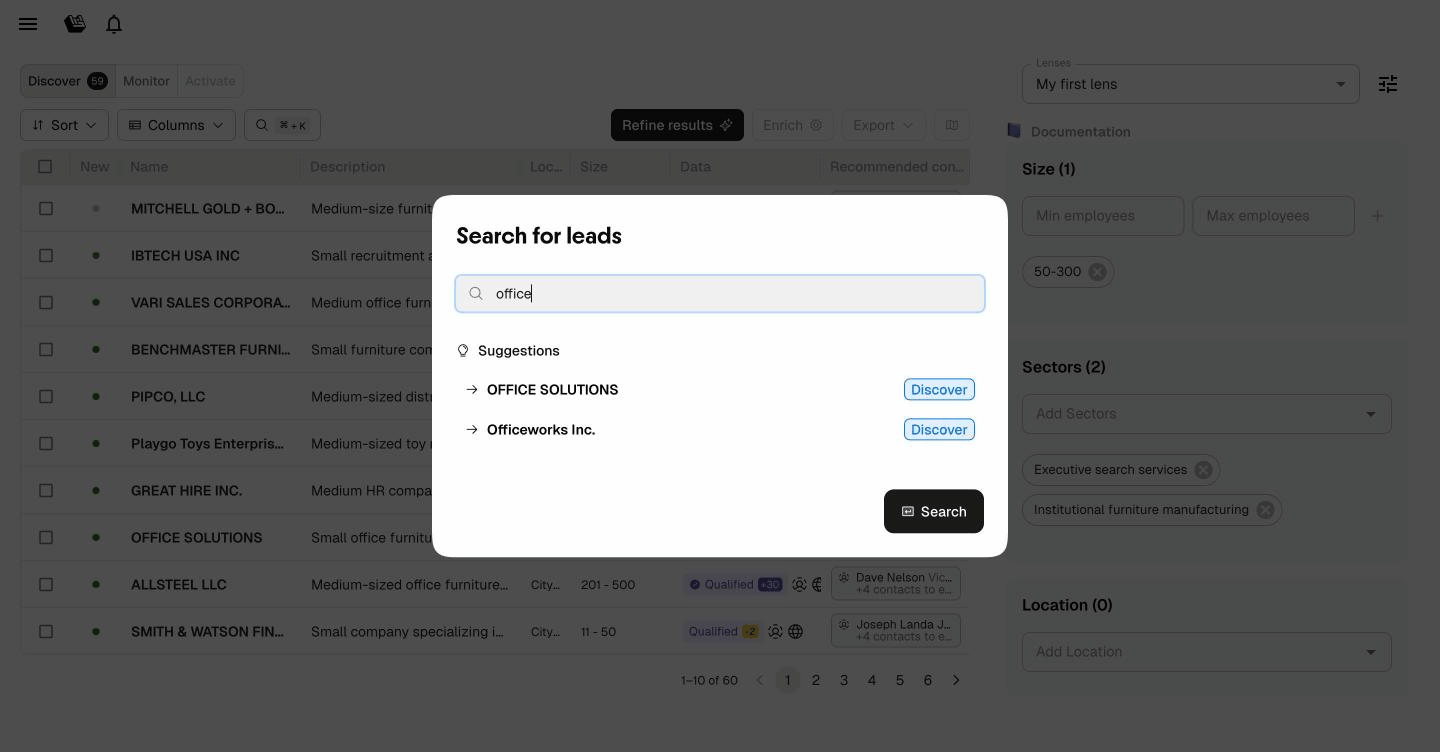 Global search with suggestions